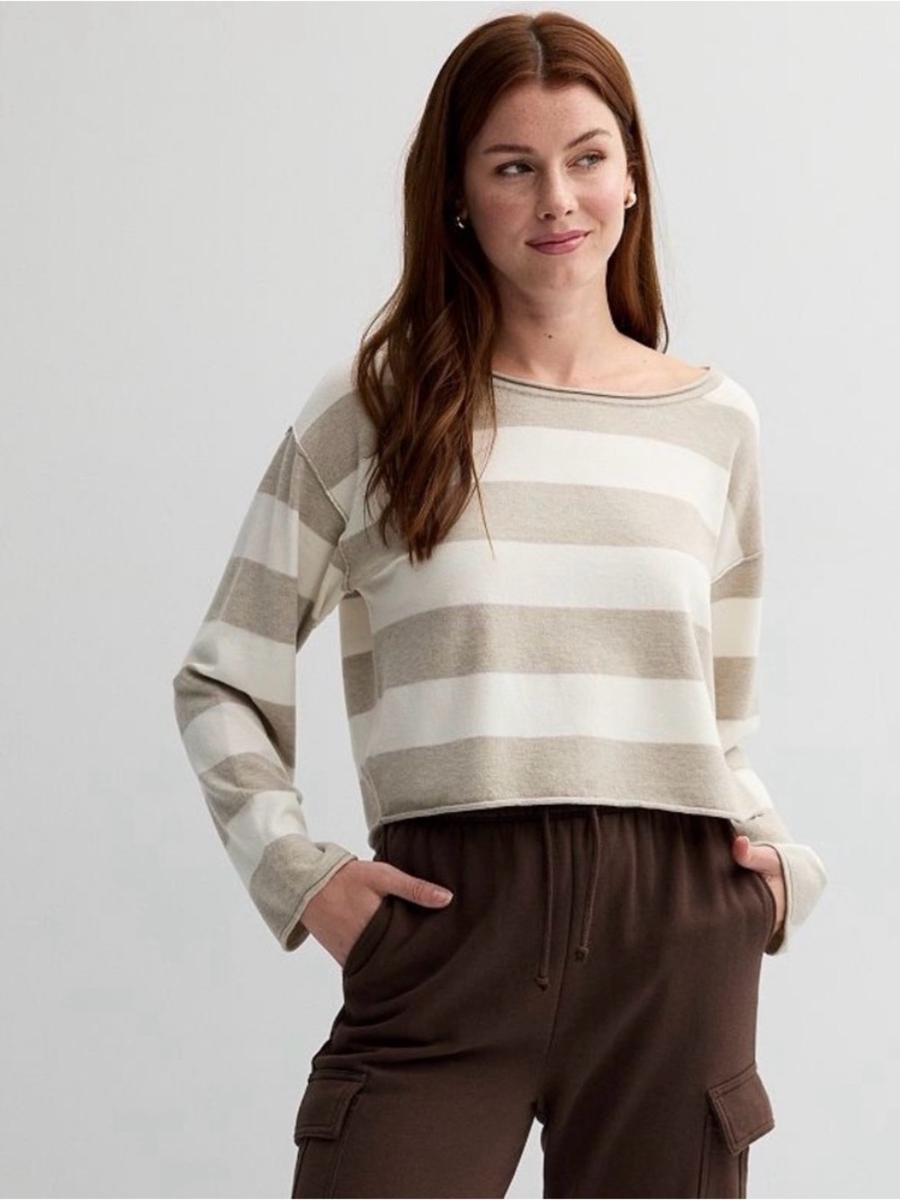 SO Juniors Soft Striped Boxy Boatneck Top Size S